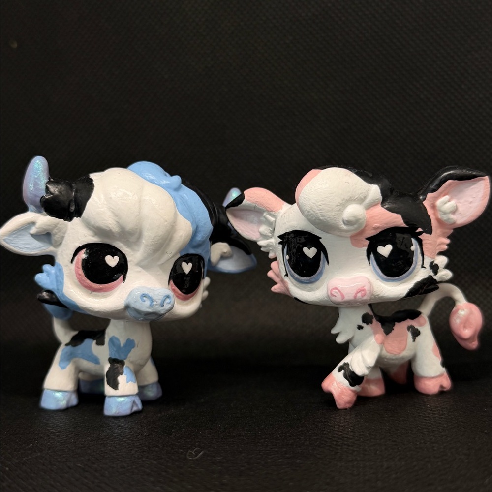Littlest pet shop custom valentines cows pink and blue